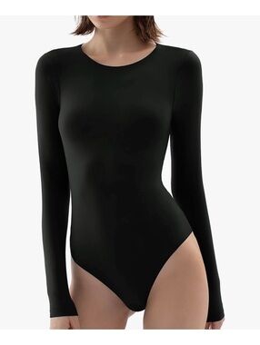 Pumiey Black Long Sleeve Stretch Bodysuit Size S